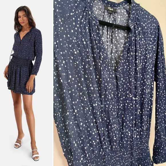 Rails Jasmine Navy Nova Star Smocked Waist Ruffle Dress S‎ - Picture 1 of 11